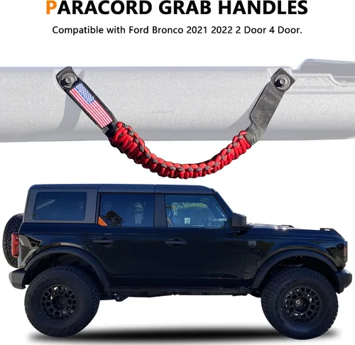 Miniatura 4 de Asas de agarre de barra antivuelco para Ford Bronco 2021 2022 2023 2024 2025 2 accesorios de 2 puertas y 4 puertas, mango de agarre de paracaídas