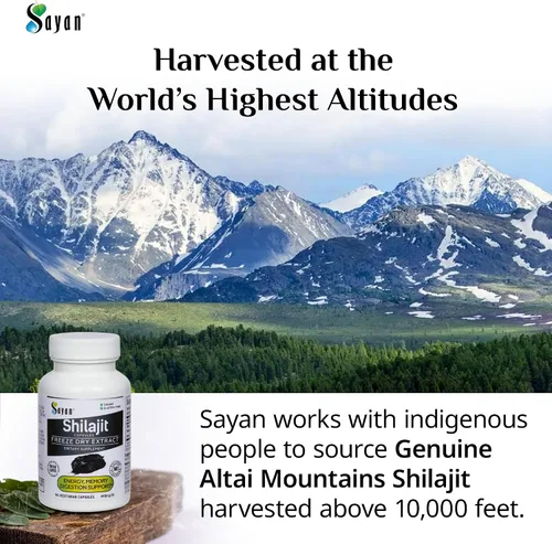 Miniatura 3 de Sayan Shilajit 90 cápsulas/440 mg ea.- Suplemento orgánico con alto contenido de ácido fúlvico para apoyar tu sistema inmunológico, reforzar