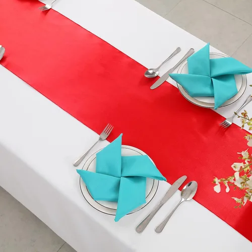 Miniatura 4 de Horbaunal - Juego de 12 caminos de mesa de satén rojos de 12 x 108 pulgadas, caminos de mesa suaves para bodas, banquetes y fiestas de cumpleaños