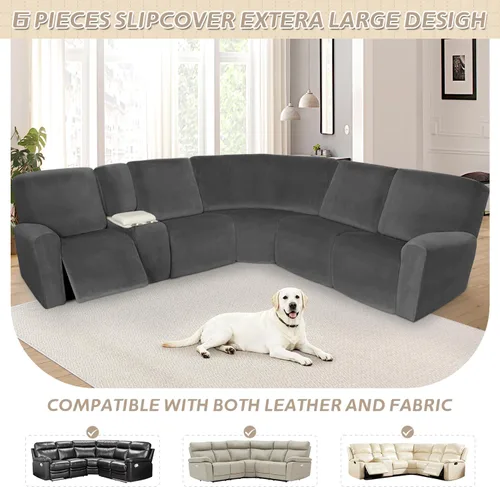 Miniatura 312 de Arfntevss Fundas de sofá seccional reclinable de terciopelo, Funda de sofá seccional de esquina para sofá reclinable, Funda elástica suave