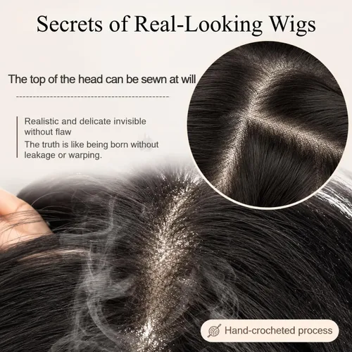Miniatura 2 de Anemone Extensiones de cabello humano de encaje tejido a mano con clip en extensiones naturales brasileñas para mujer, cubierta recta para pérdida