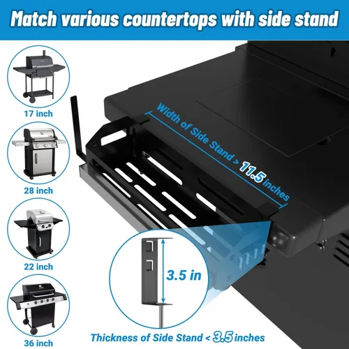 Miniatura 5 de Organizador de Plancha para Planchas Blackstone de 17"/22"/28"/36"/Carrito de Preparación, Accesorios de Plancha Blackstone que Ahorran Espacio