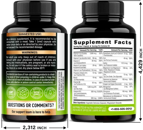 Miniatura 2 de Multivitamínico bariátrico - Suplementos de hierro de 45 mg - Fabricado en EE. UU. - para mujeres y hombres - Todo en uno, 21 vitaminas esenciales