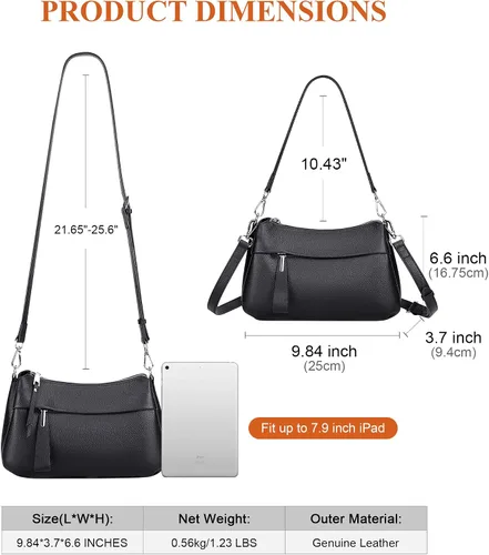 Miniatura 6 de Over Earth Genuine Leather Crossbody Bags for Women Small Hobo Handbags Shoulder Purses with 2 Detachable Straps