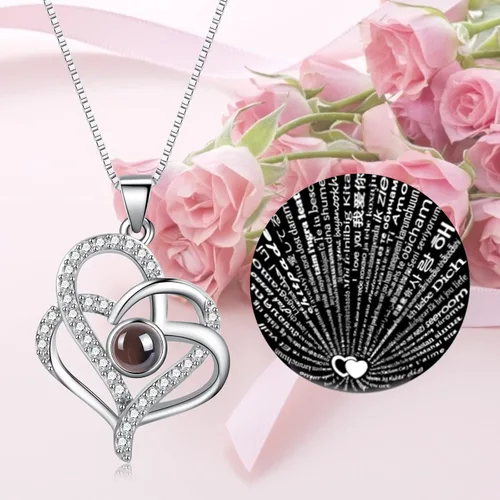 Miniatura 2 de Forever Rose with I Love You Heart Necklace 100 Languages Projection, Birthday Gifts for Women, Romantic Valentine Gifts for Girlfriend Wife Mom