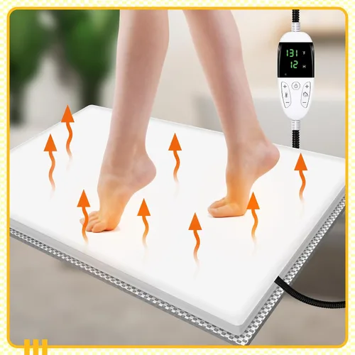 Miniatura 5 de Glooglitter Almohadilla térmica para alfombras de baño, temperatura ajustable (86-141 ℉) y tiempo (1-12 horas), tapete térmico impermeable