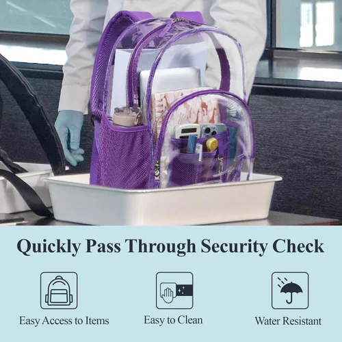 Miniatura 2 de PACKISM Mochila transparente resistente, para estudiantes, escuela, Computadora portátil