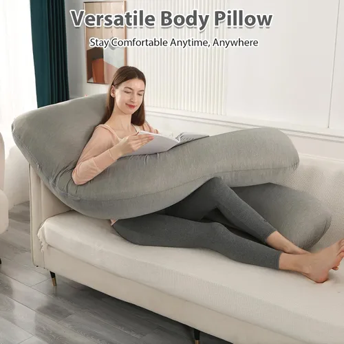 Miniatura 6 de Amagoing - Almohadas de embarazo con funda de enfriamiento, almohada de cuerpo completo en forma de U para dormir, soporte para espalda, piernas