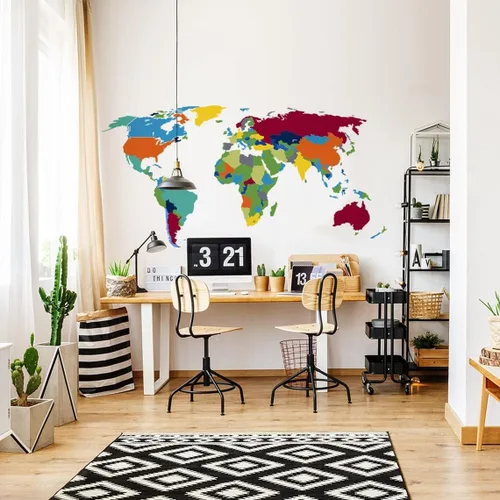 Miniatura 2 de Calcomanía de pared de mapa del mundo grande, para dormitorio, sala de juegos, habitación de niños, decoración mural – Art of Home removible vinilo