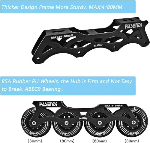 Miniatura 4 de Patines profesionales en línea con ruedas de 0.157 x 3.150 in, patines de una sola fila de fitness para adultos, mujeres y hombres, botas interiores