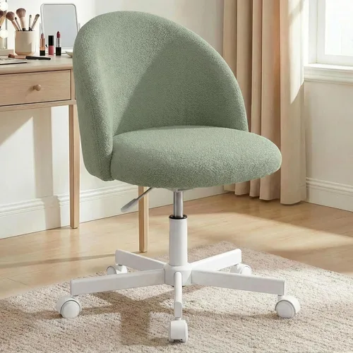 Miniatura 11 de NEO CHAIR Silla de tocador de oficina con ruedas, cómoda silla de escritorio para niñas, linda computadora, pequeña, sin brazos, altura ajustable