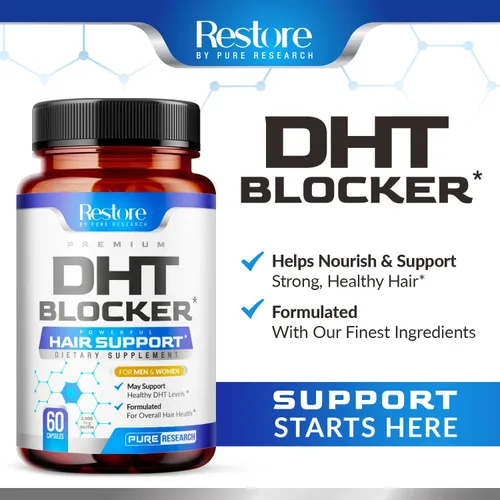 Miniatura 3 de DHT Blocker Suplemento de apoyo para el crecimiento del cabello, palma enana americana + vitaminas para el cabello para mujeres y hombres, apoya