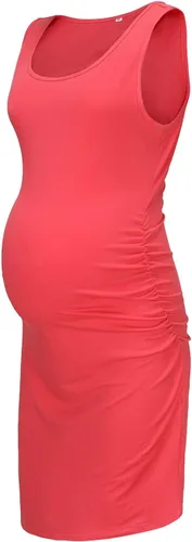 Miniatura 2 de KUNINDOME Vestidos de maternidad para uso diario, fotografía de baby shower, vestidos sin mangas de manga corta, fruncido lateral