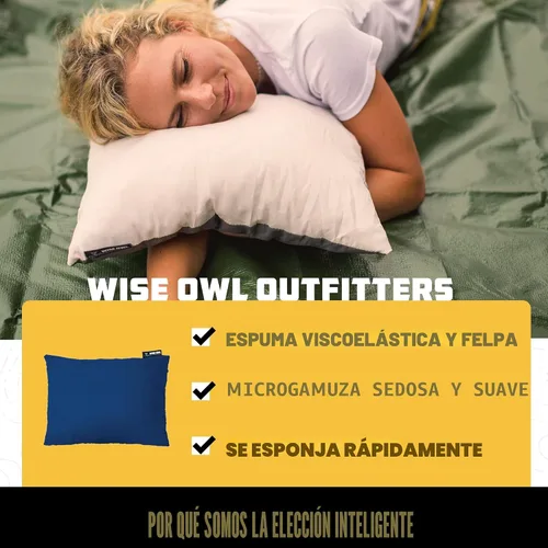 Miniatura 5 de Wise Owl Outfitters - Almohada de camping - Almohada de espuma viscoelástica para viajes en avión, senderismo, mochilero y uso al aire libre - Verde