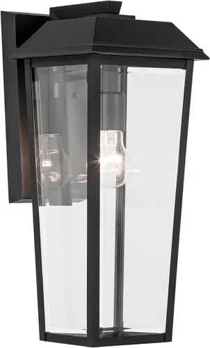 Miniatura 11 de Kichler Mathus 59118BKT - Lámpara de pared tradicional para exteriores, con textura negra, de lujo, con vidrio transparente, para paredes