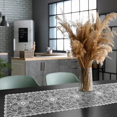 Miniatura 2 de Elegant Comfort Camino de mesa bordado Ingrid – Bufanda de tocador para el hogar comedor – Decoración de mesa de encaje como decoración de mesa