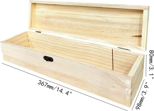 Miniatura 2 de Caja de madera sin terminar para manualidades con cierre Caja de madera sin pintar rectangular para herramientas de artista de bricolaje Estuche
