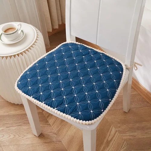 Cojín para silla con lazos para sillas de comedor, almohadillas de espuma viscoelástica texturizadas suaves y cómodas para sillas de cocina con Azul