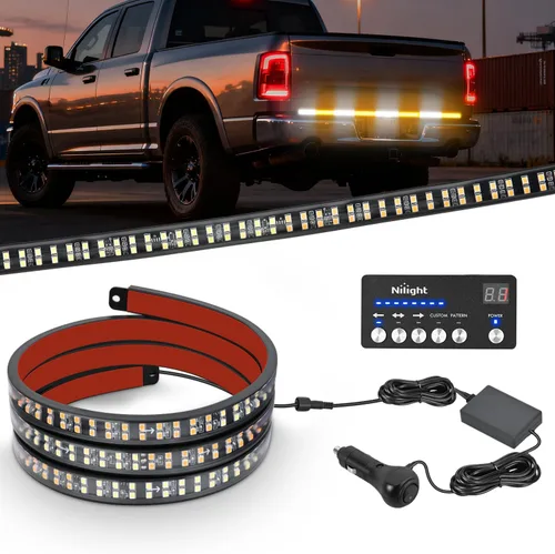 Miniatura 16 de Nilight - Tira de luz para plataforma trasera de camión de 48 pulgadas con marco de aluminio, tira de luz LED de triple fila de 780 LED con luces
