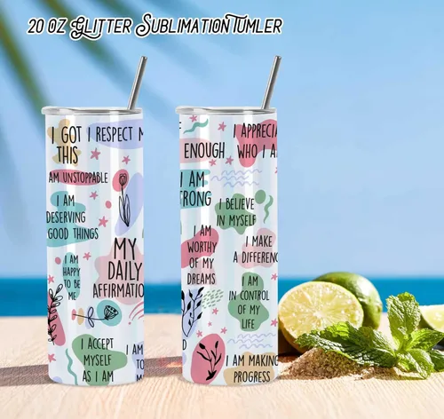 Miniatura 4 de Vasos de Sublimación con Purpurina de 20 Oz, Delgados y Rectos, Paquete de 8, Vasos de Sublimación de Acero Inoxidable con Purpurina y Destello