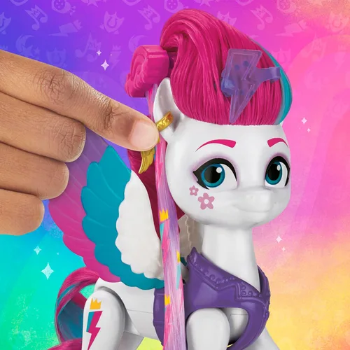 Miniatura 8 de My Little Pony Toys Zipp Storm Style of The Day, muñecas de peinado de 5 pulgadas con moda, juguetes para niñas y niños de 5 años