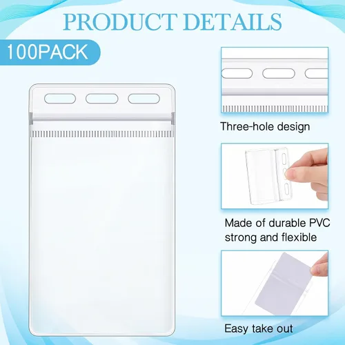 Miniatura 4 de Patelai 100 fundas protectoras de vinilo transparente de 4.5 x 2.5 pulgadas, fundas protectoras de vinilo transparente para tarjetas de credencial