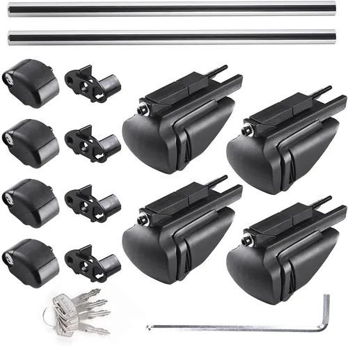 Miniatura 7 de Yescom Portaequipajes universales de aluminio de 50 pulgadas, barra de riel transversal de carga para equipaje, abrazadera ajustable para SUV