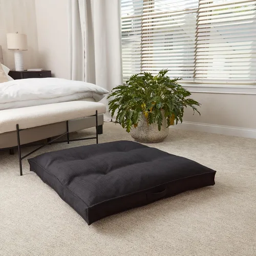 Miniatura 2 de Almohada cuadrada copetuda con funda extraíble, negro, grande (40 pulgadas)