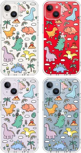 Miniatura 3 de MOSNOVO - Funda para iPhone 13/14, grado militar, probada en caídas de 6.6 pies, transparente con diseño de tierra de dinosaurios Transparente