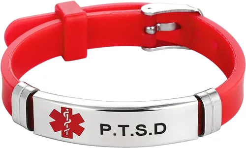 Miniatura 16 de TGLS Pulsera de identificación de alerta médica roja para mujer, acero inoxidable, para primeros auxilios de emergencia, alerta de salud, pulsera
