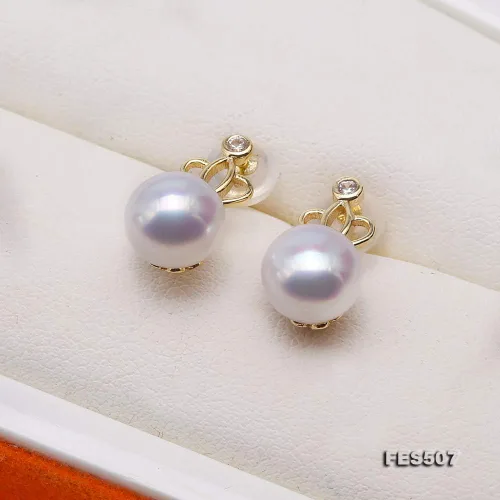 Miniatura 4 de JYX Pendientes de perlas de plata de ley con corona de 0295in redondos para mujer