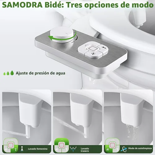 Miniatura 2 de SAMODRA Accesorio para bidé, accesorio no eléctrico para asiento de inodoro de bidé con agua fría y controles de presión, boquillas dobles Níquel