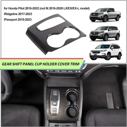 Miniatura 5 de Cubierta del panel de cambio para Honda Pilot 2016-2022 Ridgeline 2020-2023 Passport 2019-2023, protector antiarañazos para el marco del portavasos