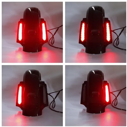Miniatura 9 de TCT-MOTORPARTS Alforjas alargadas de 5 pulgadas con tapas de altavoces de 5x7" y sistema de guardabarros trasero LED para Harley Touring Street Road
