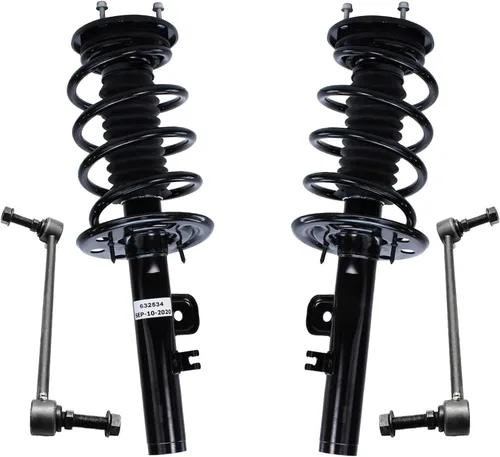 Miniatura 48 de Detroit Axle - Kit de 4 barras estabilizadoras delanteras para Ford F-150 2021 2022 2023 2024, 2 puntales con resorte helicoidal, 2 eslabones