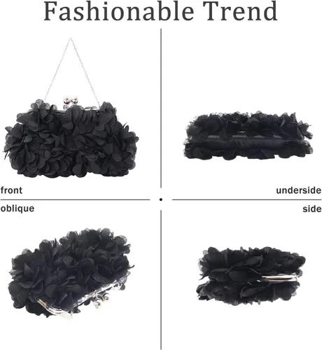 Miniatura 5 de Elegante bolso de noche para mujer, pequeño bolso de mano floral con cadena desmontable para bodas, fiestas, bailes de graduación