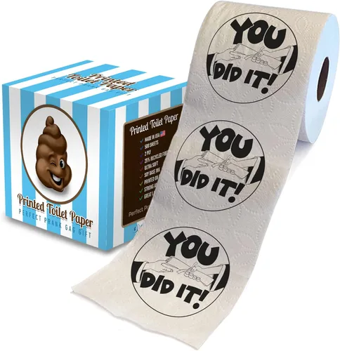 Printed TP You Did It! - Papel higiénico impreso, divertido rollo de papel higiénico para bromas, sorpresa, decoración de baño, regalo novedoso de