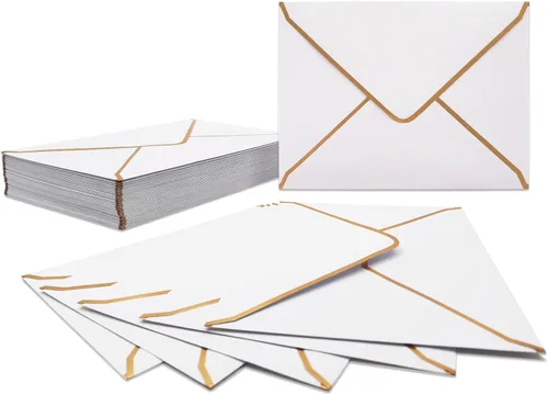 Miniatura 2 de 50 sobres blancos de 5 x 7 pulgadas, sobres de invitación tamaño A7, sobres para tarjetas de correo con solapa en V, sobres de sellado rápido