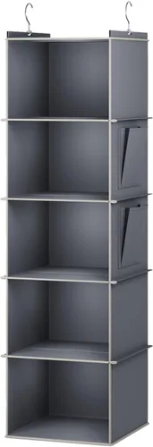 Miniatura 7 de YOUDENOVA Organizador colgante de armario, 5 estantes de almacenamiento para colgar, color gris