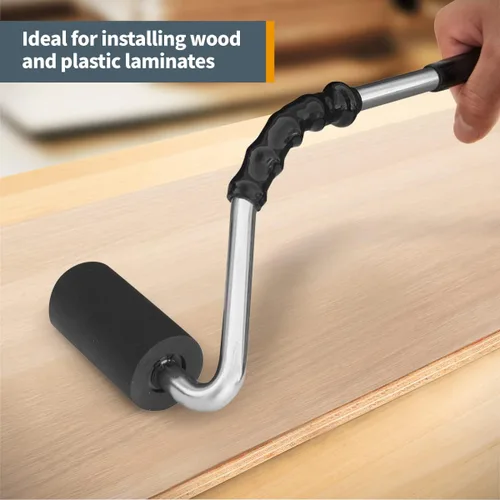 Miniatura 3 de POWERTEC Rodillo J de mango curvado de 14 pulgadas, diámetro de 1-1/2 pulgadas, 3 pulgadas de ancho para revestimientos de paredes laminadas