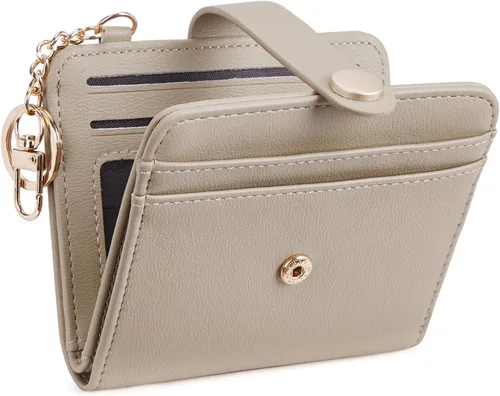 Miniatura 26 de POIUGOYA Billetera delgada para mujer, con bloqueo RFID, plegable, tarjetero con cremallera y bolsillo para monedas, ventana para identificación