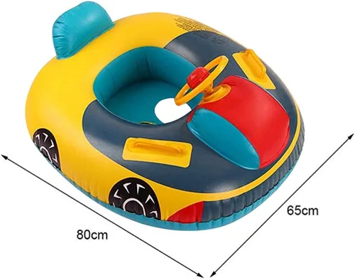 Miniatura 3 de Lindo flotador inflable de piscina para niños, flotador de verano de PVC, cama de aire, lago, barco, flotadores de natación con 2 asas, balsa