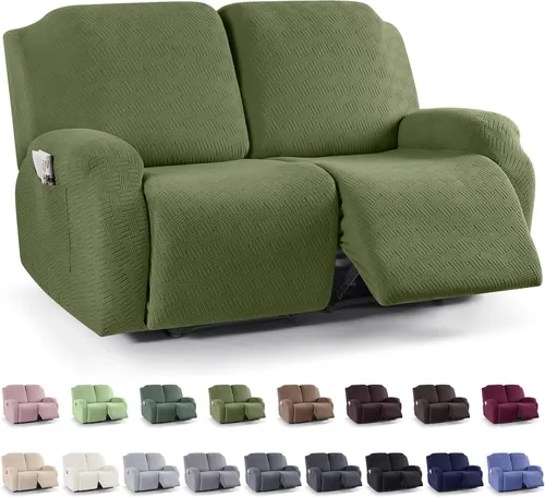 Miniatura 61 de KinCam Fundas para sillón reclinable, fundas elásticas para sillas reclinables, fundas para sofá reclinable de jacquard a rayas, protectores