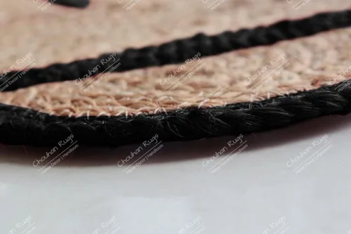 Miniatura 4 de Chouhan Rugs Alfombra de Área de Yute Natural Trenzada a Mano Runner Negro con Escalopes