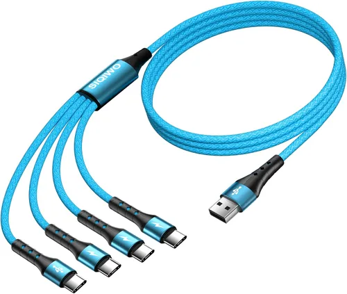 Miniatura 8 de SIQIWO Cable multiUSB C de carga rápida, [paquete de 4 pies/2] QC 3.0 (3A), cable divisor USB C, cable de carga 4 en 1 con 4 puertos tipo C