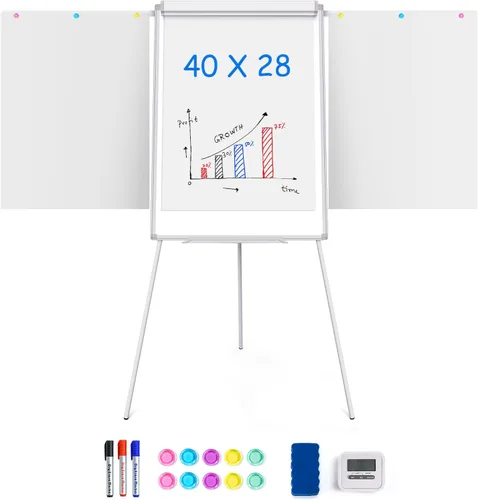 Miniatura 9 de Pizarra blanca con caballete - pizarra magnética, portátil, de borrado en seco, 36 x 24, pizarra blanca con trípode de altura ajustable para oficina