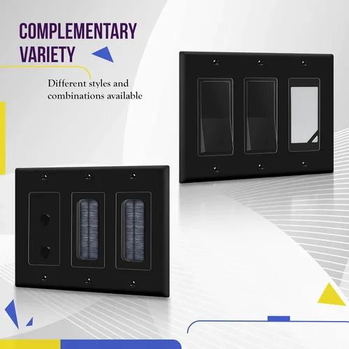 Miniatura 5 de ENERLITES Placa de pared decorativa para interruptor de luz o tomacorriente, acabado brillante, tamaño 3-Gang 4.50" x 6.38", policarbonato Negro