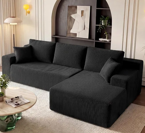 Miniatura 13 de Sofás seccionales sin hueso de 106 pulgadas para sala de estar, sofá modular en forma de U con asiento profundo, otomana extraíble, sofá de 4 plazas