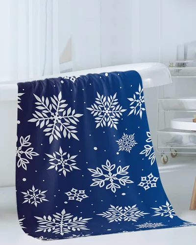 Miniatura 3 de PIEPLE Juego de 3 toallas de baño, toalla de baño de copo de nieve de Navidad súper suave y absorbente, toalla de mano, toalla de playa de lujo