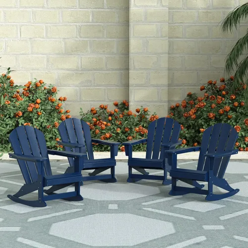 Miniatura 181 de WestinTrends Silla mecedora Malibu de poliéster para exterior/patio Adirondack, Negra